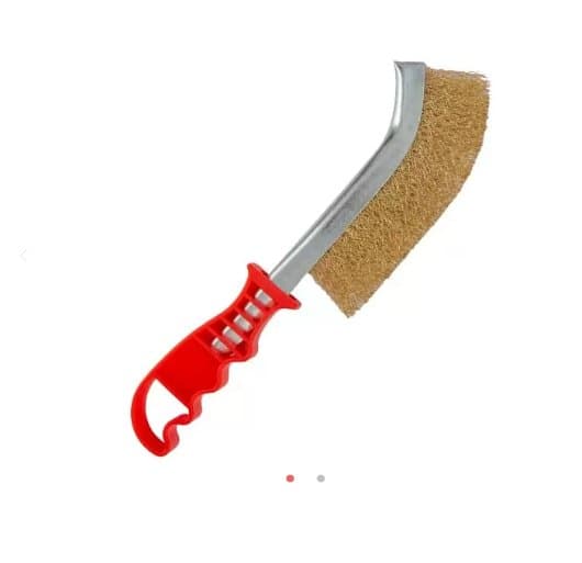 Perie de sarma ondulata placata cu alama p/u metal cu maner din plastic